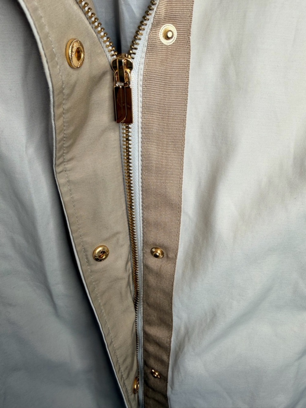 Jones New York Two-Tone Cream and Tan Hooded Waterproof Trench Coat - Picture 6 of 11